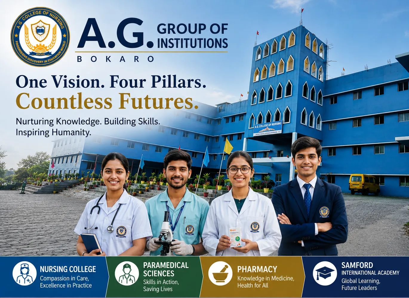 Students of the best nursing college in Jharkhand at A.G. Group of Institutions campus Bokaro